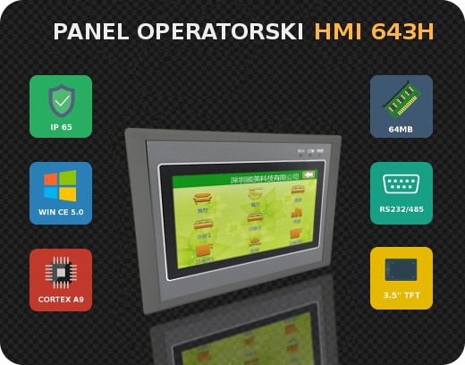 Panel sterowniczy HMI Panel operatorski Windows CE Modbus